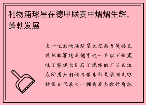 利物浦球星在德甲联赛中熠熠生辉,蓬勃发展